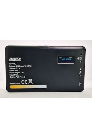 Ayex W160c Bicolor Led Video Işığı 2500k-6500k Renk Sıcaklığı, 160 Led, Lcd Ekran, 3100mah Batarya