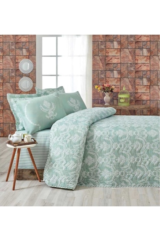 Kapitone Yatak Örtüsü Seti Tek Kişilik Pure Suyeşili