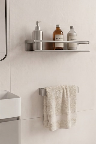 Zift Unique Paslanmaz Çelik Yapışkanlı Duş Rafı Ve Havluluk Set, Havlu Askısı Ve Banyo Raf Inox