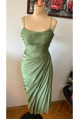 Chica Rosa Fashion Drapeli Haki Midi Elbise