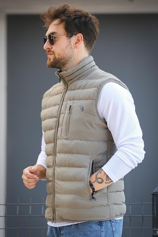 Doxfa Suya Dayanıklı Cepli Fermuar Detaylı Dik Yaka Erkek Şişme Yelek Yeşil