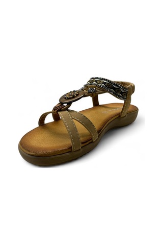 7058 Kadın Anatomik Taşlı Sandalet Camel