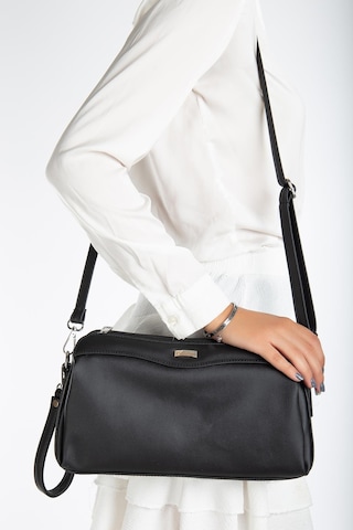 Kadın Portföy Cüzdan Çanta Siyah 3 Bölmeli Uzun Kısa Askılı-3221 Siyah