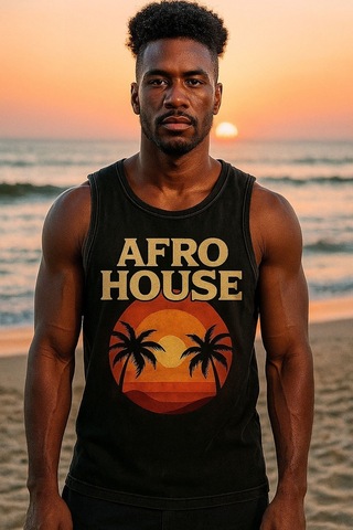 Technomonkey Siyah Erkek Pamuklu Vintage Sporcu Atleti Oversize Yıkamalı Afro House Baskılı Kolsuz T-shirt