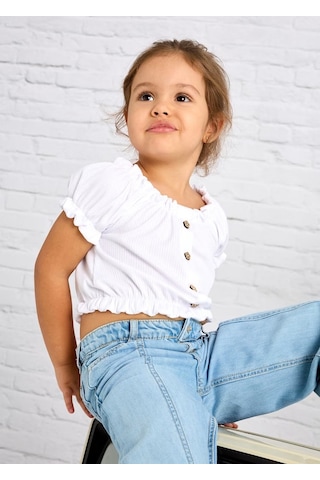 Mayoral Kız Çocuk Crop Bluz 3008m Beyaz