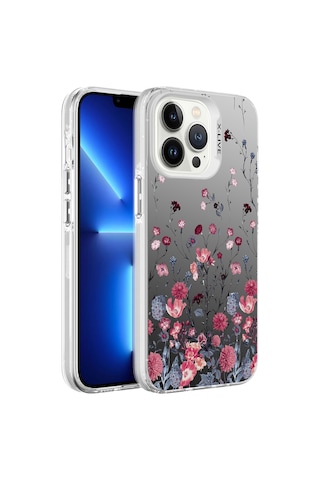 Apple Uyumlu iPhone 13 Pro Max Uyumlu Desenli Zore Silver Sert Kılıf-çiçek Çiçek -