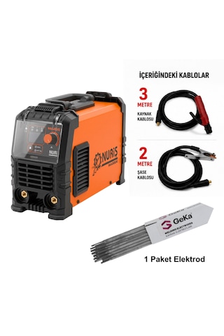 Nuriş Ma200e İnverter Kaynak Makinesi + 1 Paket 100'lü 2,5x350mm Elektrod