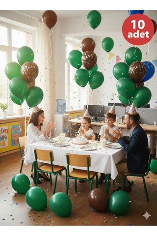 10 Adet Yeşil Metalik Balonlar Parti & Kutlama Paketi Diğer