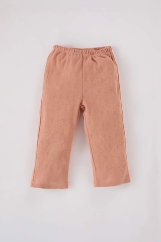 DeFacto Kız Bebek Pijama Takımı Uzun Kollu Ribana Üst Uzun Alt D7168A524WNBN564 Kahve