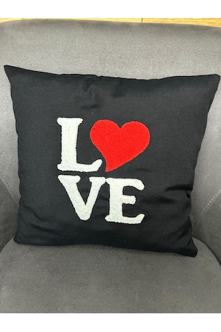Love Punch İşlemeli Kırlent Kılıfı Tekli 40 40