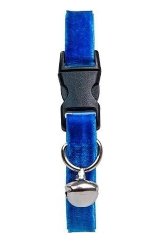 Kadife Zilli Ayarlanabilir Kedi Boyun Tasması 22-30 Cm Lacivert-18502