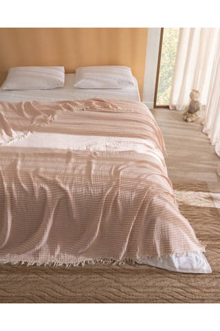 Madame Coco Cyan Tek Kişilik %100 Pamuk Yatak Örtüsü - Beyaz/pudra 8684427353356 Çok Renkli