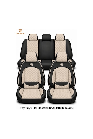 Fiat Tempra Uyumlu Altay Bel Destekli Tay Tüyü Oto Koltuk Kılıfı Bej Siyah