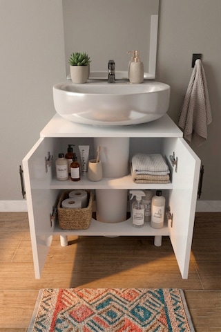 Sardunya Lavabo Alt Dolabı Beyaz
