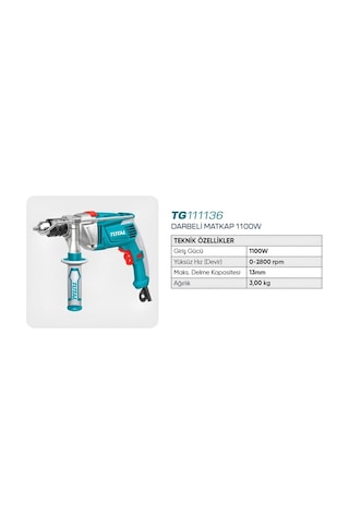 Total Darbeli Matkap 1100w Tg111136