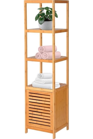Digithome Bambu Tek Kapaklı 4 Raflı Çok Amaçlı Düzenleyici Organizer Dolap - Db-0003