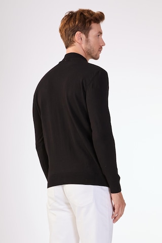 Dufy %100 Pamuk Slim Fit Düz Erkek Triko - Siyah