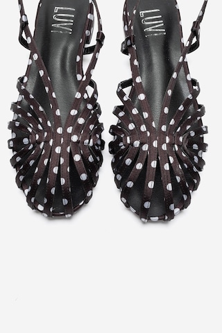 Luvi Shoes Lıss Siyah Beyaz Puantiyeli Kadın Sandalet