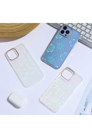Apple Uyumlu iPhone 13 Pro Kılıf Zore Sidney Desenli Sert Kapak Flower No3