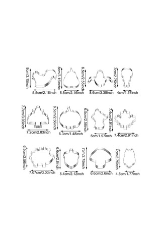 Geeksen 12'li Güz Bayramı Kurabiye Kalıbı Seti - Yemek Safe Paslanmaz Çelik - Fare, Baykuş, Kürke, Bakla Ve Daha Fazla Şekil - Hamur, Fondan Kesim İçin Uygun Gümüş