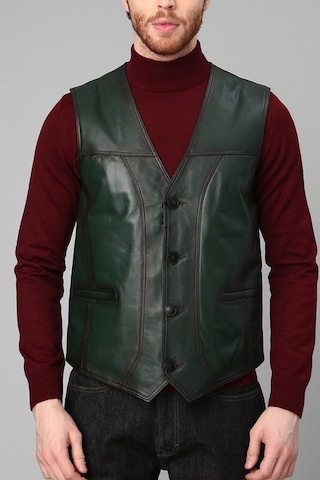 Dericlub 2145 Gerçek Deri Erkek Yelek Yeşil