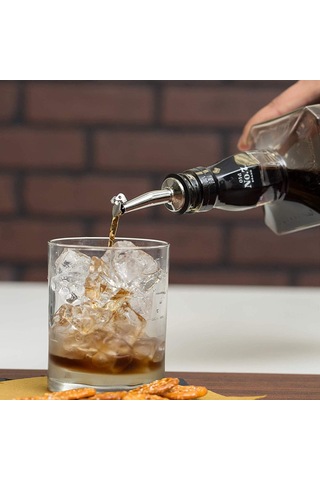 Kosona 304 Paslanmaz Çelik Şarap Pourer, Otomatik Kapaklı Silikon Tıkanıklama, Akış Kontrolü İçin Bar Ve Mutfak Aleti - Siyah