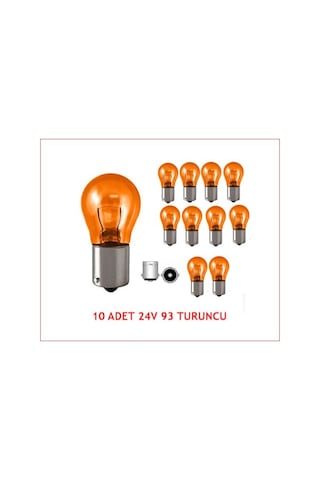 93 24w P21w Turuncu Düz Tırnak Sinyal Ampulü 10adet