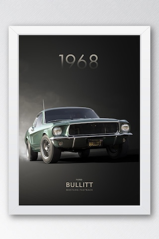 1968 Ford Bullitt Mustang Fastback Çerçeveli Tablo - Special Edition Car Poster