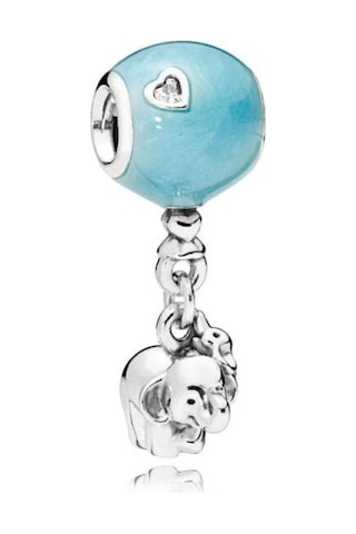 Fil Ve Mavi Balon Pandora Bilek İçin Gümüş Charm Mavi