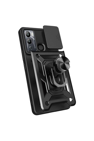 İnfinix Hot 12i İle Uyumlu Kılıf Magnetik Standlı Kamera Korumalı Sürgülü Kapak