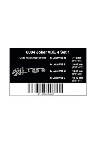 Wera 6004 Joker Vde İzoleli 4 Lü İngiliz Anahtar Seti 05020170001