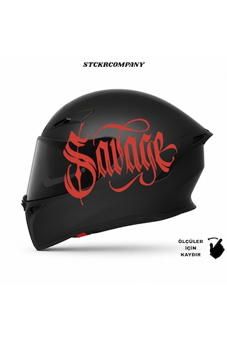 Savage Kask Sticker Motor Kaskı İçin Premium Yazı Sticker Kırmızı
