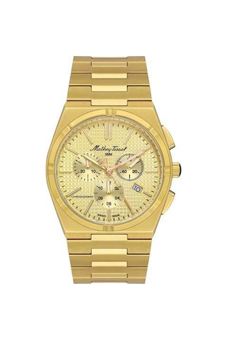 Mathey Tissot H117chpdı Swiss Made Çizilmez Safir Cam Chronograph Fonksiyonlar Aktif Altın Erkek Kol Saati