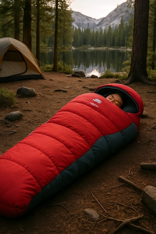 -15 C Su Geçirmeyen Piknik/kamp/tatil Uyku Tulumu Kırmızı