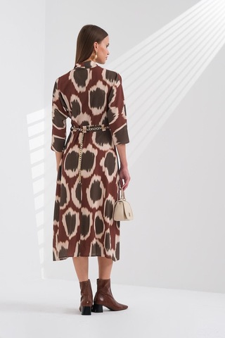 Explosion Midi Abiye Elbise - V Yaka - Şık Ve Zarif Kahverengi