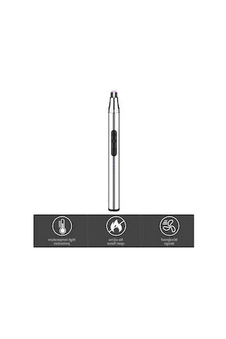 Pazly Türkçe Usb Şarjlı Mavi Alevsiz Ateşleyici, Rüzgar Geçirmez Uzun Saplı, Ev Ve Kamp İçin Güvenli Taşınabilir Sobası Mavi