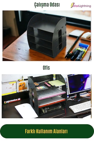 Masa Düzenleyici Organizer Evrak Rafı Masaüstü Organizer Model 6 - Siyah