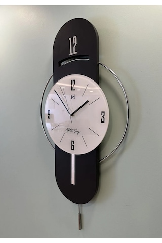 MetaQuartz Aksesuar Antrasit-gümüş Milano Time Modern Dekoratif Metal Duvar Saati Antrasit