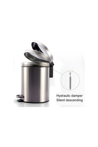 Sones Moda Yuvarlak Paslanmaz Çelik Ev Otel Ofis Kapalı Pedal Çöp Kutusu, Boyut: 5l Çelik Rengi Çelik