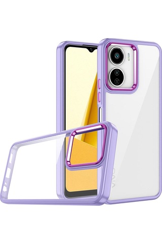 Vivo Y16 Kılıf Zore Flora Kapak Lila