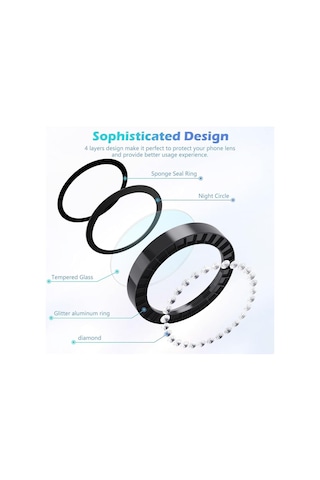 Samsung Uyumlu Galaxy S24 Fe Taşlı Metal Kamera Lens Koruyucu Set Siyah