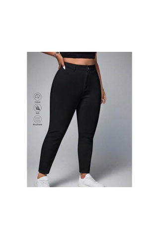 Kene Jeans Yüksek Bel Slim Fit Esnek Keten Dar Paça Pantolon Siyah