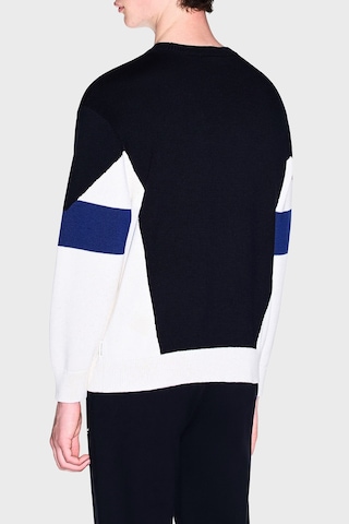 Armani Exchange Pamuklu Bisiklet Yaka Renk Bloklu Kazak Erkek Kazak Xm003561 Af18754 M0413 Beyaz-lacivert Beyaz - Lacivert
