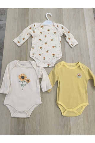 Necix's Laura Baby Necix Kız Bebek 3 Lü Alttan Çıtçıtlı Zıbın Alt Üst Takım Açık Bej