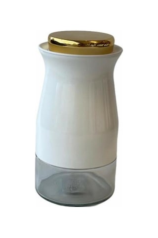 Sembol Silidir 20 Cm Kavanoz White-Gold Kıtchenart-115