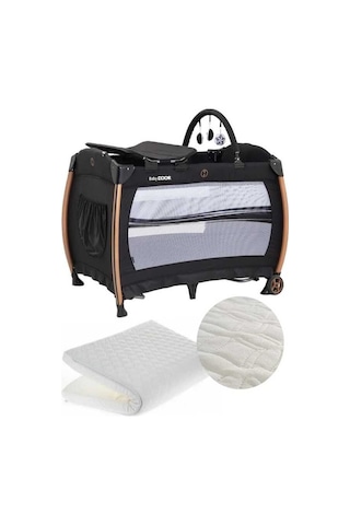 Babydoor 2050 Sleepy Oyun Parkı 70x110 Cm Bebek Beşik Yatak Hediyeli Siyah