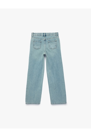 Koton Pamuklu Cepli Geniş Paça Denim Pantolon Lıght Indıgo 6skg40030ad Açık Mavi