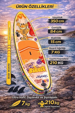 Paddle Board Sup Naughty Cat Şişme Stand 350x84x15cm Full Set