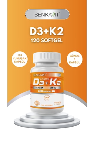 Senkavit Vitamin D3 Ve K2 İçeren Yumuşak Kapsül 120 Li