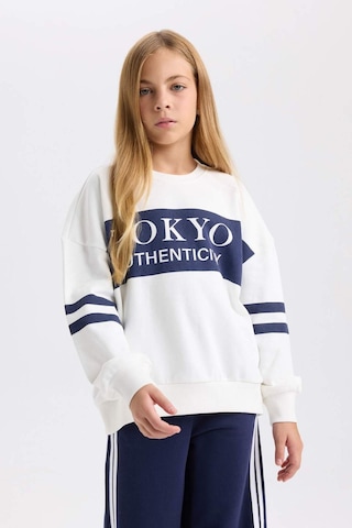 DeFacto Kız Çocuk Oversize Geniş Kalıp Bisiklet Yaka Baskılı Sweatshirt D3806A824WNNV241 Lacivert